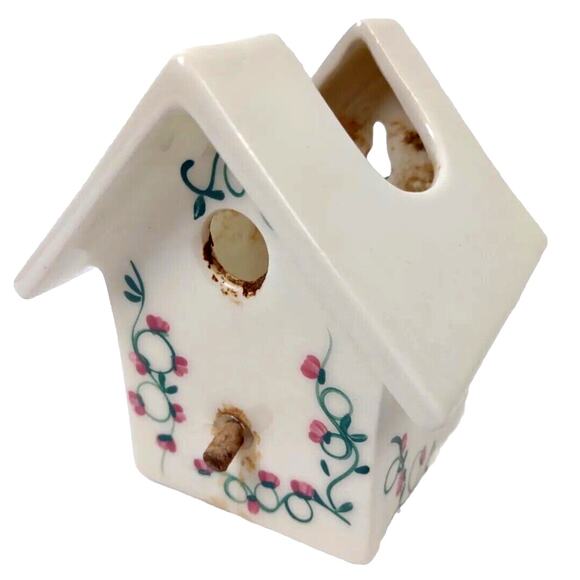 HOMCO Home Interiors Ceramic Birdhouse Planter Painted Rose Vine Wall Pocket - Picture 1 of 8